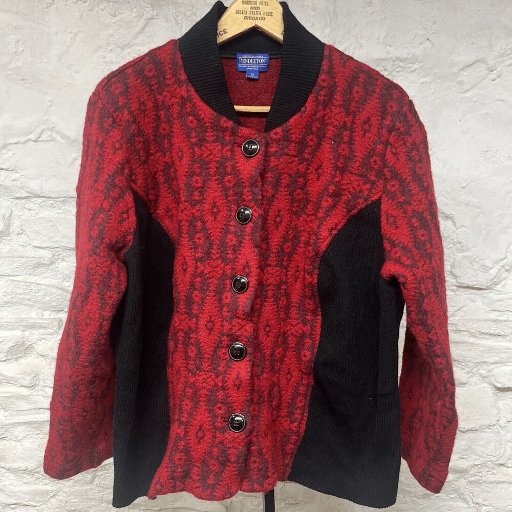 Pendleton Wool Blend Button Up Jacket Cardigan Pl… - image 1
